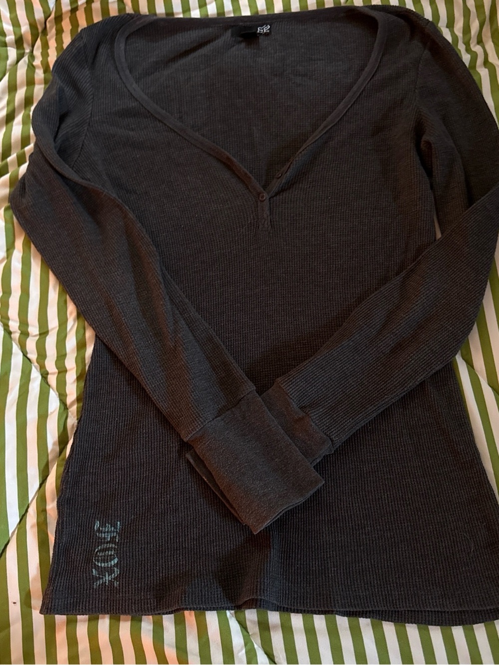 Dark Gray Ribbed Long-Sleeve HURLEY Top